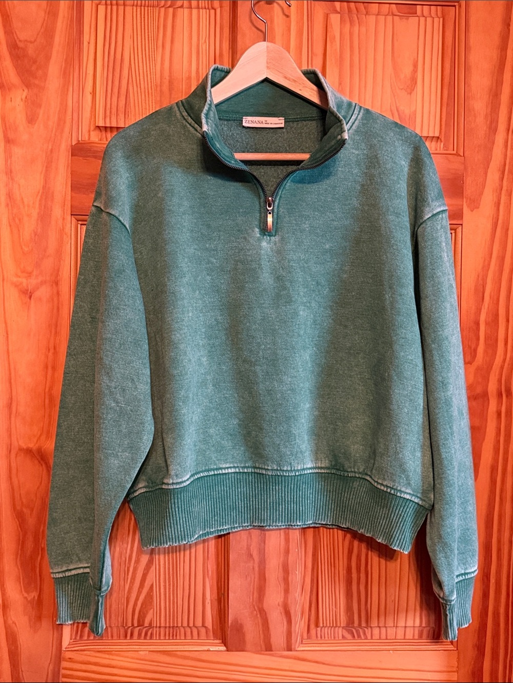 Zenana Outfitters Forest Green Quarter-Zip Sweatshirt